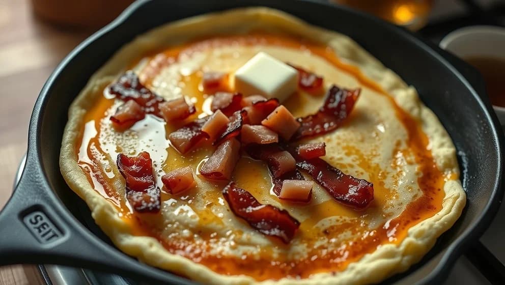 Fluffig ugnspannkaka med bacon